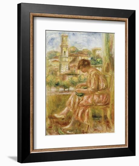 Woman at the Window with a View of Old Nice, 1918-Pierre-Auguste Renoir-Framed Giclee Print