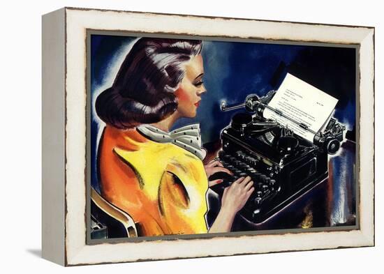 Woman at Typewriter, 1939-null-Framed Premier Image Canvas