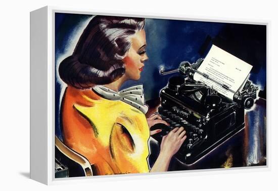 Woman at Typewriter, 1939-null-Framed Premier Image Canvas