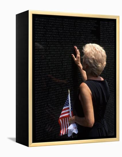 Woman at Vietnam Memorial, Washington D.C., USA-Bill Bachmann-Framed Premier Image Canvas