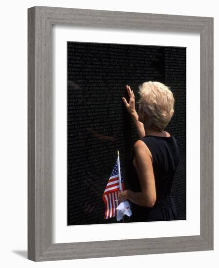 Woman at Vietnam Memorial, Washington D.C., USA-Bill Bachmann-Framed Photographic Print