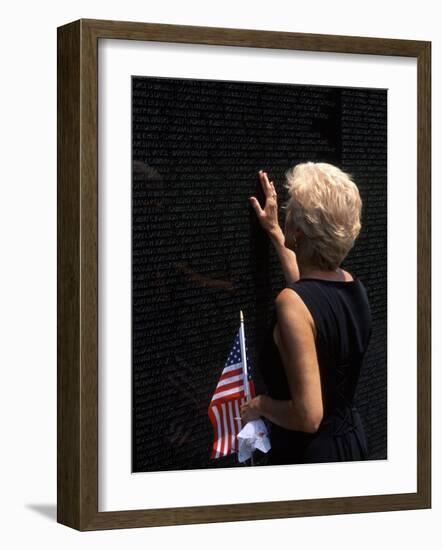 Woman at Vietnam Memorial, Washington D.C., USA-Bill Bachmann-Framed Photographic Print