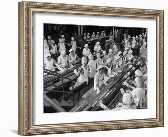 Woman at Work at Pineapple Trimming Table, Removing Skin and Core of Fruit for Dole Corporation-Eliot Elisofon-Framed Photographic Print