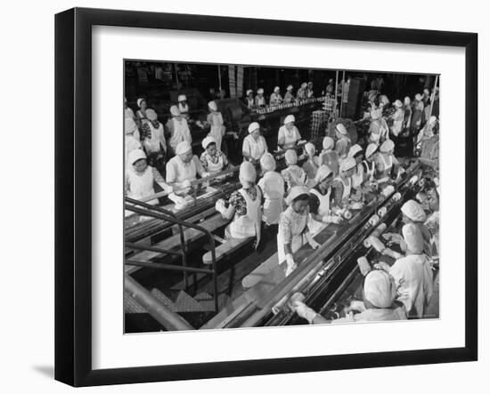 Woman at Work at Pineapple Trimming Table, Removing Skin and Core of Fruit for Dole Corporation-Eliot Elisofon-Framed Photographic Print