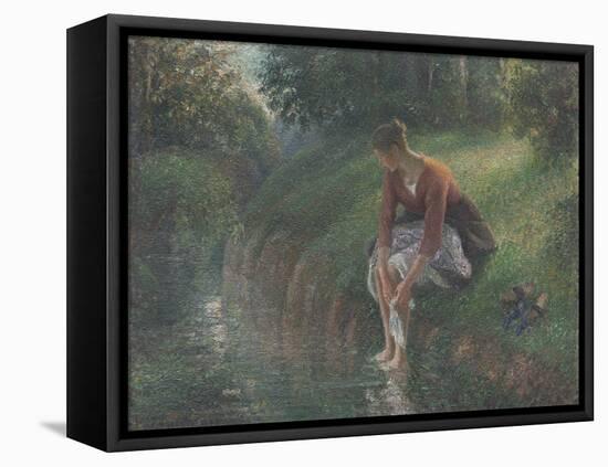 Woman Bathing Her Feet in a Brook, 1894-95-Camille Pissarro-Framed Premier Image Canvas