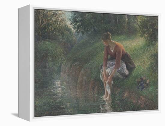Woman Bathing Her Feet in a Brook, 1894-95-Camille Pissarro-Framed Premier Image Canvas