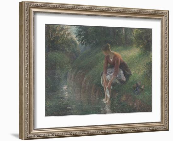 Woman Bathing Her Feet in a Brook, 1894-95-Camille Pissarro-Framed Giclee Print