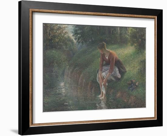 Woman Bathing Her Feet in a Brook, 1894-95-Camille Pissarro-Framed Giclee Print