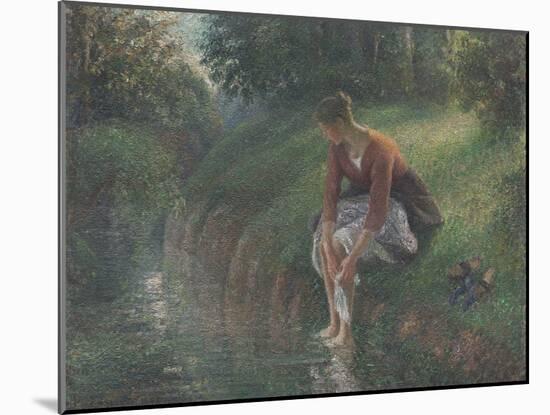Woman Bathing Her Feet in a Brook, 1894-95-Camille Pissarro-Mounted Giclee Print