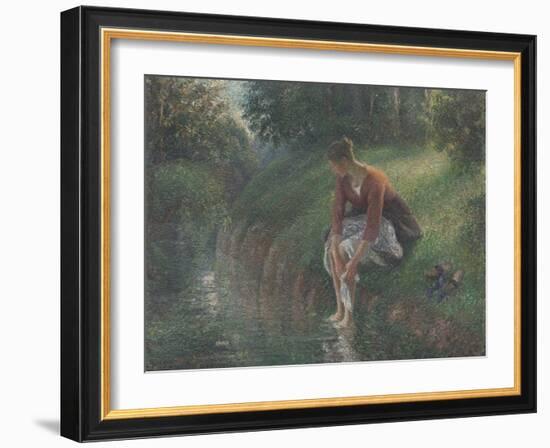 Woman Bathing Her Feet in a Brook, 1894-95-Camille Pissarro-Framed Giclee Print