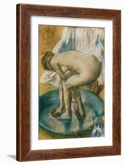 Woman Bathing in a Shallow Tub, 1885-Edgar Degas-Framed Giclee Print