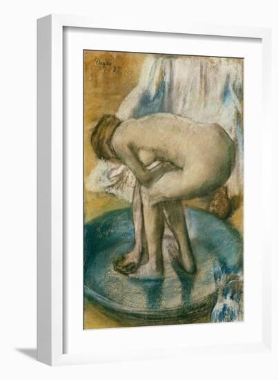 Woman Bathing in a Shallow Tub, 1885-Edgar Degas-Framed Giclee Print