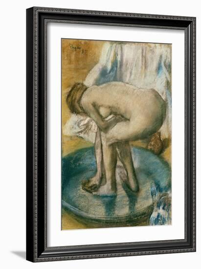 Woman Bathing in a Shallow Tub, 1885-Edgar Degas-Framed Giclee Print