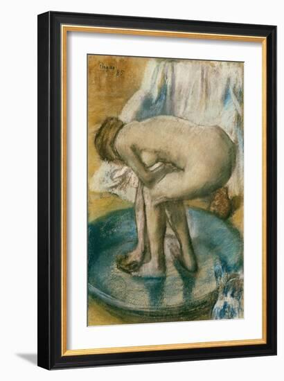 Woman Bathing in a Shallow Tub, 1885-Edgar Degas-Framed Giclee Print