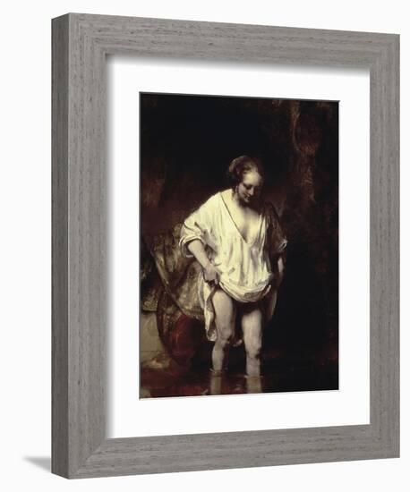 Woman Bathing in a Stream-Rembrandt van Rijn-Framed Giclee Print