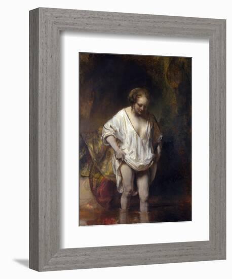 Woman Bathing in a Stream-Rembrandt van Rijn-Framed Giclee Print