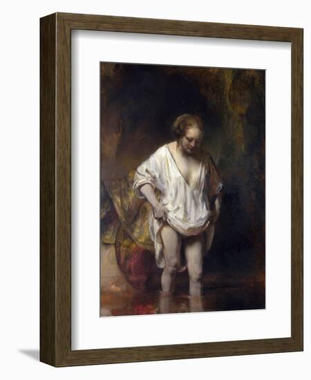 Woman Bathing in a Stream-Rembrandt van Rijn-Framed Giclee Print