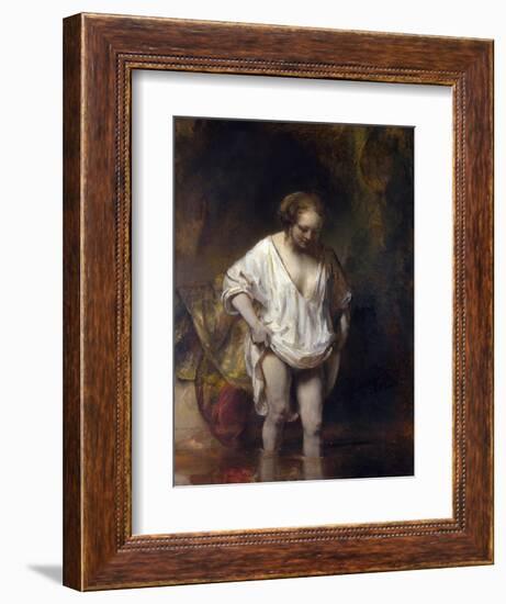 Woman Bathing in a Stream-Rembrandt van Rijn-Framed Giclee Print