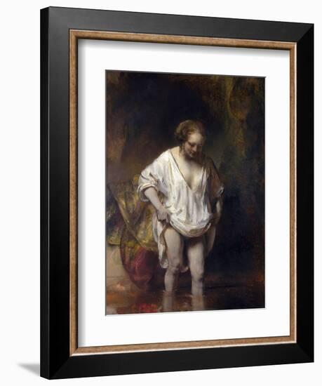 Woman Bathing in a Stream-Rembrandt van Rijn-Framed Giclee Print