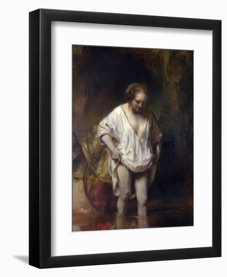 Woman Bathing in a Stream-Rembrandt van Rijn-Framed Giclee Print