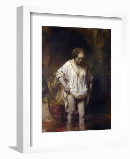 Woman Bathing in a Stream-Rembrandt van Rijn-Framed Giclee Print