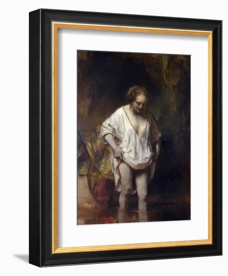 Woman Bathing in a Stream-Rembrandt van Rijn-Framed Giclee Print