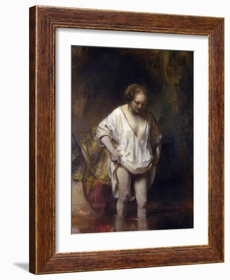 Woman Bathing in a Stream-Rembrandt van Rijn-Framed Giclee Print