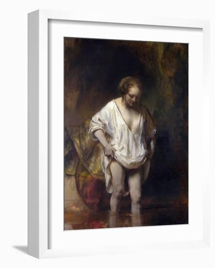 Woman Bathing in a Stream-Rembrandt van Rijn-Framed Giclee Print