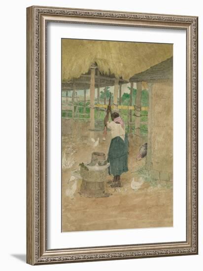 Woman Beating Cassava, Jamaica-null-Framed Premium Giclee Print