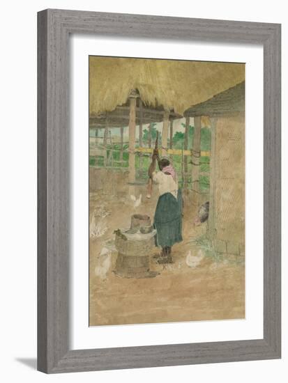 Woman Beating Cassava, Jamaica-null-Framed Premium Giclee Print