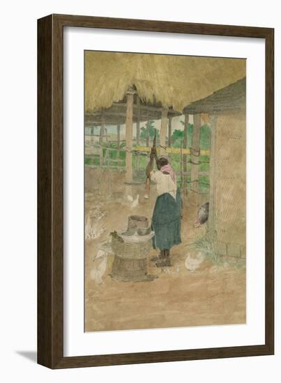 Woman Beating Cassava, Jamaica-null-Framed Premium Giclee Print