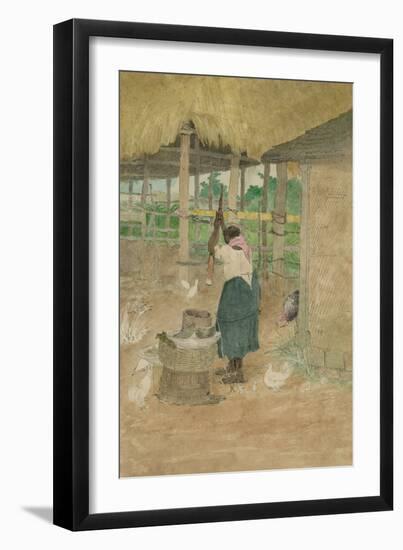 Woman Beating Cassava, Jamaica-null-Framed Premium Giclee Print