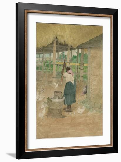 Woman Beating Cassava, Jamaica-null-Framed Art Print