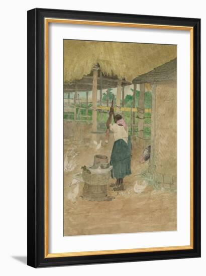 Woman Beating Cassava, Jamaica-null-Framed Art Print