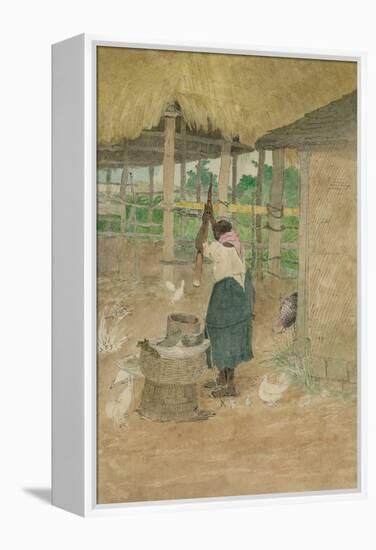 Woman Beating Cassava, Jamaica-null-Framed Stretched Canvas