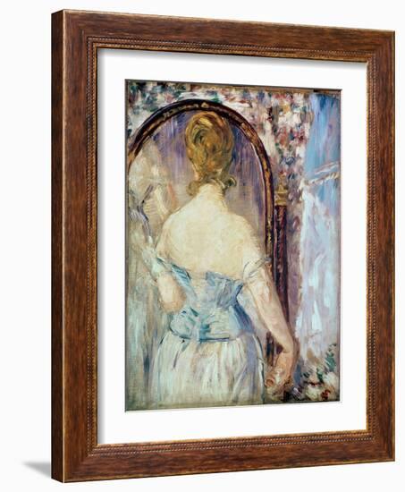 Woman before a Mirror, 1876-77-Edouard Manet-Framed Giclee Print