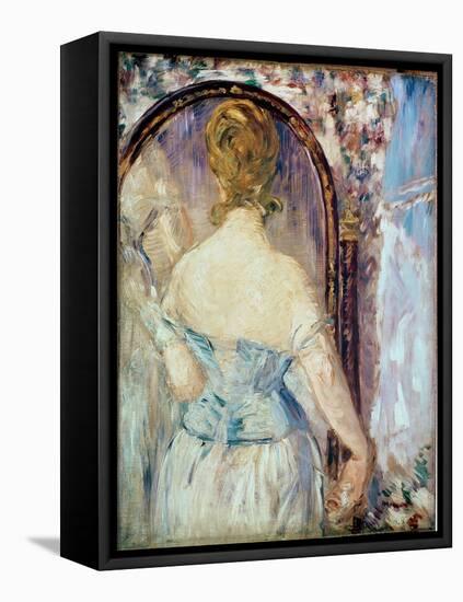 Woman before a Mirror, 1876-77-Edouard Manet-Framed Premier Image Canvas