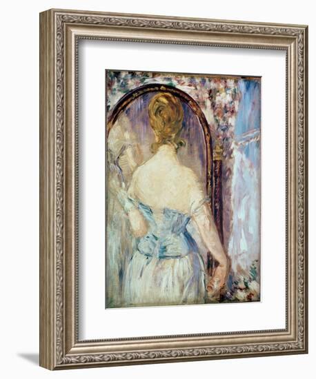 Woman before a Mirror, 1876-77-Edouard Manet-Framed Giclee Print