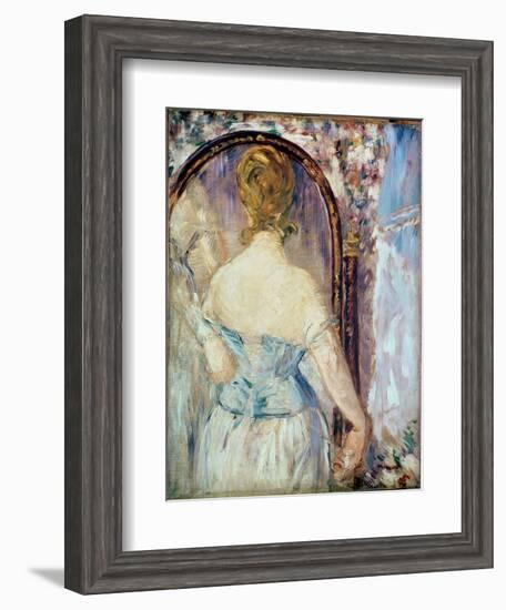 Woman before a Mirror, 1876-77-Edouard Manet-Framed Giclee Print