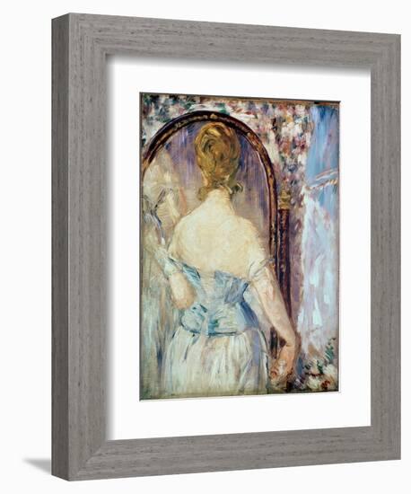 Woman before a Mirror, 1876-77-Edouard Manet-Framed Giclee Print