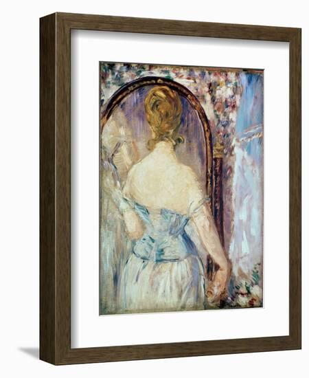 Woman before a Mirror, 1876-77-Edouard Manet-Framed Giclee Print