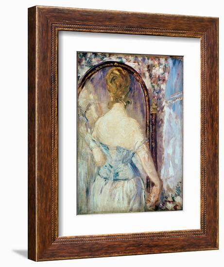 Woman before a Mirror, 1876-77-Edouard Manet-Framed Giclee Print