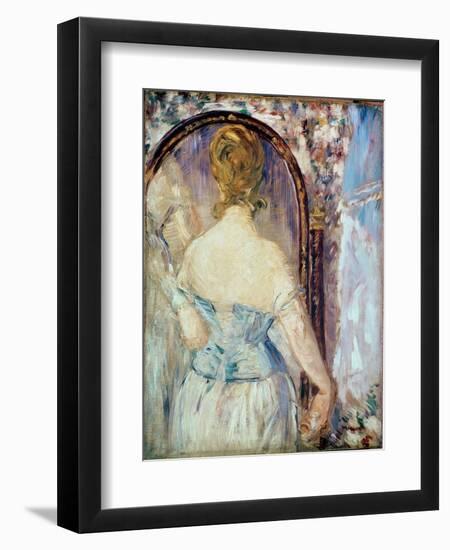 Woman before a Mirror, 1876-77-Edouard Manet-Framed Giclee Print