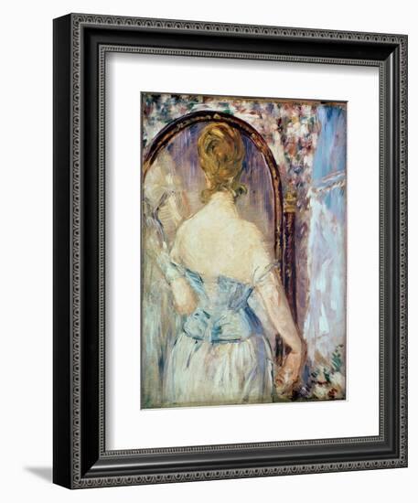 Woman before a Mirror, 1876-77-Edouard Manet-Framed Giclee Print