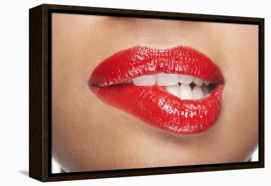 Woman Biting Lip-null-Framed Stretched Canvas