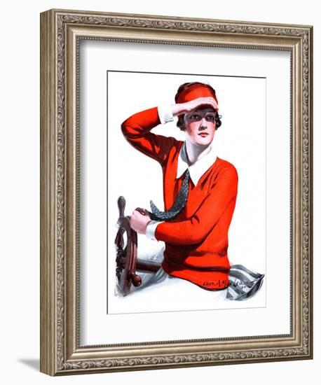 "Woman Boater,"August 23, 1924-Charles A. MacLellan-Framed Giclee Print