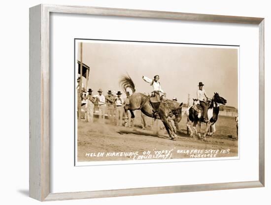 Woman Bronco Rider-null-Framed Art Print