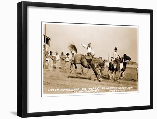 Woman Bronco Rider-null-Framed Art Print