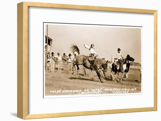 Woman Bronco Rider-null-Framed Art Print