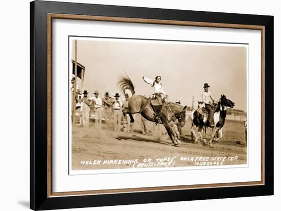 Woman Bronco Rider-null-Framed Art Print